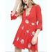 Free People Dresses | Free People Size Xs Time On My Side Red Dress Wrap Style Button Closure | Color: Red | Size: Xs