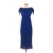 One Clothing Casual Dress - Midi: Blue Print Dresses - Women's Size Small