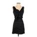 BCBGMAXAZRIA Casual Dress - Party Plunge Sleeveless: Black Print Dresses - Women's Size 2