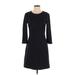 Banana Republic Casual Dress - A-Line Crew Neck 3/4 sleeves: Black Print Dresses - Women's Size 2