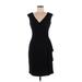 White House Black Market Cocktail Dress - Party V-Neck Sleeveless: Black Print Dresses - Women's Size 6