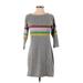 Express Casual Dress - Mini High Neck 3/4 sleeves: Gray Marled Dresses - Women's Size Small