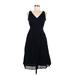 J.Crew Casual Dress - A-Line V Neck Sleeveless: Black Print Dresses - Women's Size 6