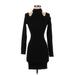 Guess Casual Dress - Bodycon Mock Long sleeves: Black Solid Dresses - Women's Size X-Small
