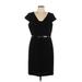 Tahari by ASL Casual Dress - Party V Neck Short sleeves: Black Solid Dresses - Women's Size 10
