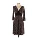 En Focus Studio Casual Dress - Wrap: Brown Animal Print Dresses - Women's Size 12