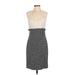 Tahari by ASL Casual Dress - Sheath Crew Neck Sleeveless: Gray Color Block Dresses - Women's Size 4