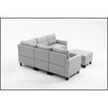 Gray Sectional - Latitude Run® Modular Sectional Sofa Bundle Set Cushions, Left & Right Arm Chair, Corner Chair, Ottomans | Wayfair