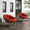 George Oliver Kimann Outdoor Rattan Rocking Chair Padded Cushion Lounge Chair Outdoor for Front Porch, Livingroom | Wayfair