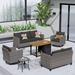 Latitude Run® Chikamia 6 Piece Sofa Seating Group w/ Cushions Synthetic Wicker/All - Weather Wicker/Wicker/Rattan in Black | Outdoor Furniture | Wayfair