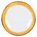 Wrought Studio™ G.E.T. 10.5" Heavy-Duty Wide Rim Melamine Plastic Dinner Plate Set of 12 Melamine in White/Yellow | 10.5 W in | Wayfair