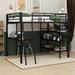 Mason & Marbles Apria Full Size Loft Metal Bed w/ 3 Layers of Shelves, Desk & Whiteboard Metal in Black | 66.5 H x 68.9 W x 77.4 D in | Wayfair