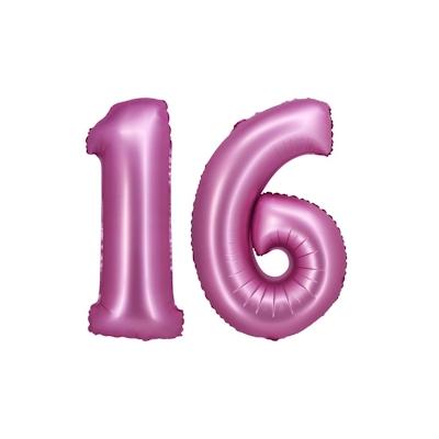 XL Folienballon pink matt Zahl 16