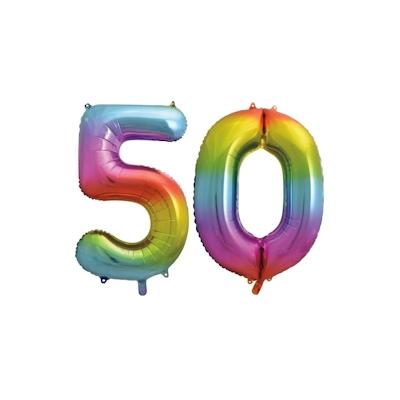 XL Folienballon Regenbogen Zahl 50