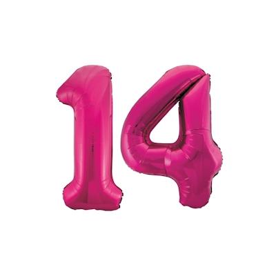 XL Folienballon pink Zahl 14
