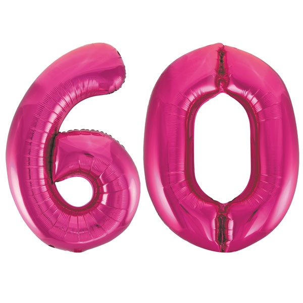 XL Folienballon pink Zahl 60 Image