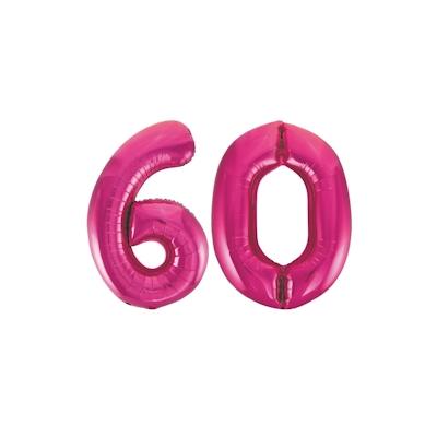 XL Folienballon pink Zahl 60