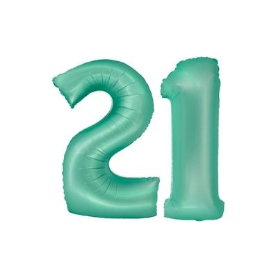 XL Folienballon mint grün Zahl 21