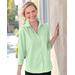 Appleseeds Women's Foxcroft Perfect-Fit Three-Quarter Sleeve Non-iron Shirt - Green - 22W - Womens