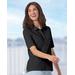 Appleseeds Women's Essential Cotton Elbow-Sleeve Polo - Black - S - Misses