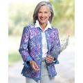 Appleseeds Women's Floral Patchwork Reversible Quilted Jacket - Multi - 1X - Womens