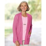 Appleseeds Women's Linen/Cotton Basketweave Cardigan - Pink - PXL - Petite