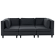 5-Sitzer Sofa Schwarz Stoffbezug U-Förmig mit Ottomane Kissen Schwarze Beine Modular Modern Modulsofa Wohnlandschaft Wohnzimmer Wohnecke