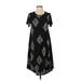 Lularoe Casual Dress - A-Line Crew Neck Short Sleeve: Black Argyle Dresses - Women's Size X-Small