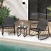 Costway 3 Piece Patio Rocking Set 2 Rocking Bistro Chairs & Glass-Top - See Details