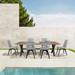Glendora Island Outdoor Patio 7 Piece Live Edge Dining Set in Eucalyptus Wood and Silver Rope
