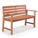 Patio Hardwood Bench Wood Chair with Slatted Seat & Inclined Backrest