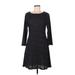 Cut.Loose Casual Dress - A-Line Scoop Neck 3/4 sleeves: Black Solid Dresses - Women's Size Medium