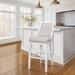Ellis Swivel Bar Stool with Tall Seat-Back, White with Gray Seat