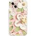 Case for iPhone 12 Colorful Oil Painting Flowers Leaves Pattern Cute Exquisite Floral Blossom Phone Cover Stylish Durable Soft TPU Protective Bumper Case for Girls Women - Pink Green