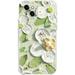 Case for iPhone 12 Colorful Oil Painting Flowers Leaves Pattern Cute Exquisite Floral Blossom Phone Cover Stylish Durable Soft TPU Shockproof Protective Bumper Case for Girls Women - Green