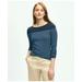Brooks Brothers Women's Cotton Modal Mariner Stripe Boatneck Top | Navy/Blue | Size XL