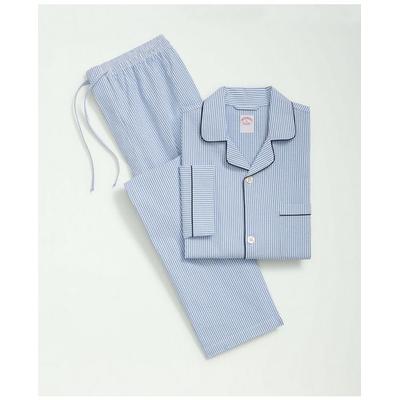Brooks Brothers Men's Stretch Cotton Seersucker Striped Pajamas | Blue | Size XS