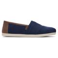 TOMS Men's Alpargata Navy Synthetictrim Espadrille Shoes Blue/Brown/Natural, Size 9.5