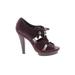 Coach Heels: Slip On Platform Boho Chic Burgundy Solid Shoes - Women's Size 8 1/2 - Open Toe