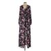 Honey and Rosie Casual Dress - A-Line V Neck Long sleeves: Black Floral Dresses - Women's Size 13