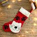 Feline Eve,'Handcrafted Cat-Themed Red and White Wool Felt Stocking'