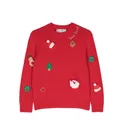 Saint Barth , Red Knitted Sweater with Embroidered Design ,Red male, Sizes: 10 Y, 6 Y, 4 Y, 12 Y, 8 Y, 14 Y