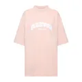 Balenciaga , Pink Ribbed T-Shirt with Logo Embroidery ,Pink female, Sizes: M