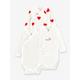 Set of 3 Long Sleeve Wrapover Bodysuits with Hearts in Organic Cotton for Newborn Babies, by Petit Bateau white light two color/multicol