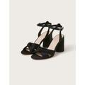 Knot Front Block Heel Sandals Black