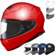 Shoei NXR2 Plain Motorcycle Helmet & Visor - Shine Red - 55-56cm | S - CWR-F2R Dark Smoke (Pinlock-Ready), Shine Red