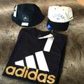 Adidas Other | Adidas Nwt Bundle - 1) Black Cotton Bucket Hat 1) Black&White Hat 1) T-Shirt | Color: Black/Gold | Size: L