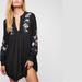 Free People Dresses | Free People Mia Black Long Sleeve Dress With Floral Embroidery Sz Xs | Color: Black | Size: Xs