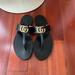 Gucci Shoes | Gucci Leather Thong Sandal With Double G | Color: Black | Size: 38.5