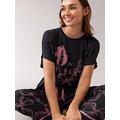 B By Ted Baker B By Baker Bow Printed Jersey PJ Set - Black & Pink, Black, Size 18, Women